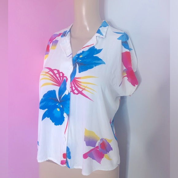 Vintage Floral // Hawaiian Capped Blouse California Crush - Picture 2 of 10
